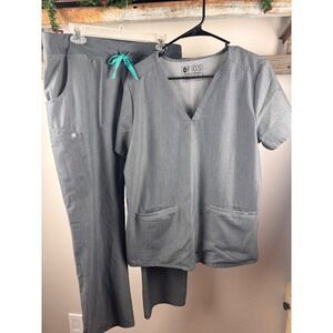 FIGS Technical Collection women's Grey Scrub Top and Pants Set Size L